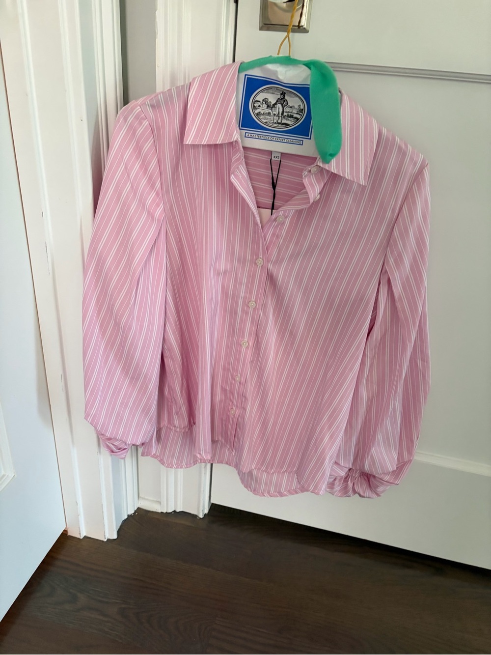 Tanya Taylor Pink & White Striped Button-Down Shirt